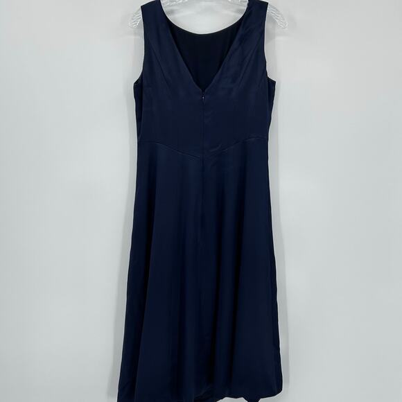 Brooks Brothers 100% Silk Navy Midi Dress Classic A-Line Cocktail Womens Size 6 - Picture 7 of 9